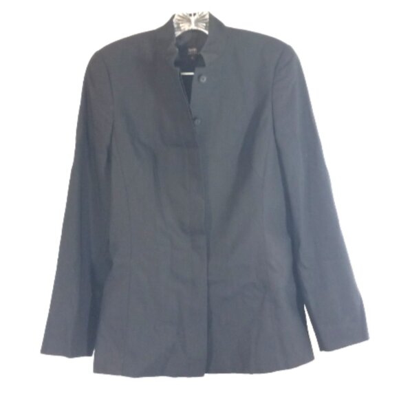 Zanella Blazer SZ 4 Black NWOT ITALY Hidden Button Row Nehru Collar  Lined - Picture 2 of 13